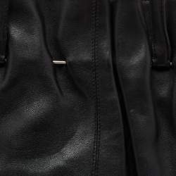 Pre Owned Salvatore Ferragamo Black Leather Gathered Tote