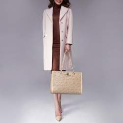 مملوكة مسبقًا Salvatore Ferragamo Beige Laser Cut Leather Chain Tote