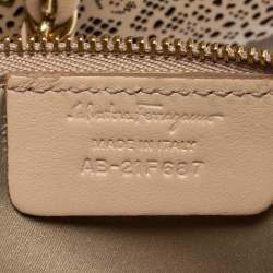مملوكة مسبقًا Salvatore Ferragamo Beige Laser Cut Leather Chain Tote