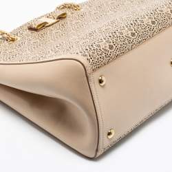 مملوكة مسبقًا Salvatore Ferragamo Beige Laser Cut Leather Chain Tote