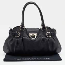 Pre Owned Salvatore Ferragamo Black Leather Marisa Satchel