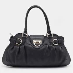 Pre Owned Salvatore Ferragamo Black Leather Marisa Satchel