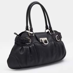 Pre Owned Salvatore Ferragamo Black Leather Marisa Satchel
