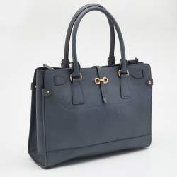 Pre Owned Salvatore Ferragamo Grey Leather Small Briana Tote