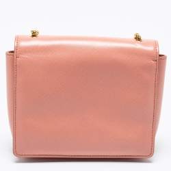 Pre Owned Salvatore Ferragamo Peach Leather Vara Bow Crossbody Bag