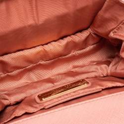 Pre Owned Salvatore Ferragamo Peach Leather Vara Bow Crossbody Bag