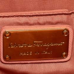 Pre Owned Salvatore Ferragamo Peach Leather Vara Bow Crossbody Bag