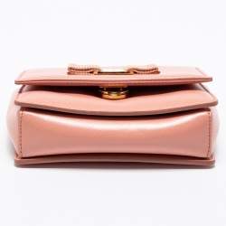 Pre Owned Salvatore Ferragamo Peach Leather Vara Bow Crossbody Bag