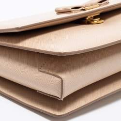 Pre Owned Salvatore Ferragamo Beige Leather Medium Ginny Shoulder Bag