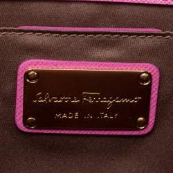 Pre Owned Salvatore Ferragamo Two Tone Pink Leather Mini Vara Shoulder Bag