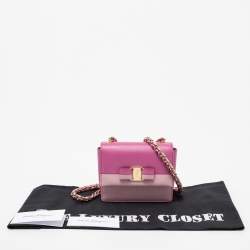 Pre Owned Salvatore Ferragamo Two Tone Pink Leather Mini Vara Shoulder Bag