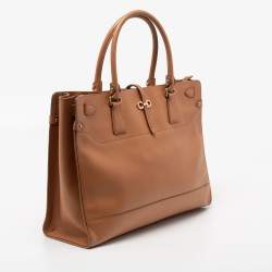 Pre Owned Salvatore Ferragamo Brown Leather Large Briana Tote