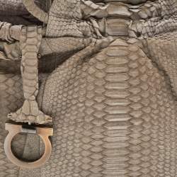 Pre Owned حقيبة ساتشل سالفاتوري فيراغامو جلد ثعبان رصاصي 