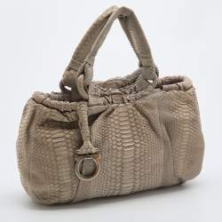 Pre Owned حقيبة ساتشل سالفاتوري فيراغامو جلد ثعبان رصاصي 