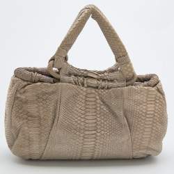 Pre Owned حقيبة ساتشل سالفاتوري فيراغامو جلد ثعبان رصاصي 