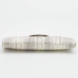 Pre Owned Salvatore Ferragamo White/Grey Waterskin Clutch