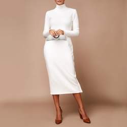 Pre Owned Salvatore Ferragamo White/Grey Waterskin Clutch