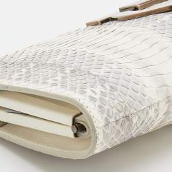 Pre Owned Salvatore Ferragamo White/Grey Waterskin Clutch
