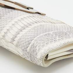 Pre Owned Salvatore Ferragamo White/Grey Waterskin Clutch