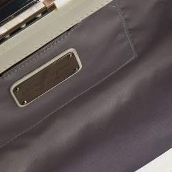 Pre Owned Salvatore Ferragamo White/Grey Waterskin Clutch