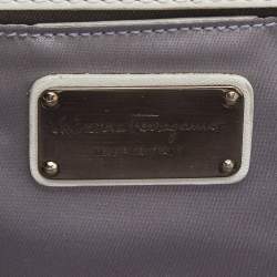 Pre Owned Salvatore Ferragamo White/Grey Waterskin Clutch