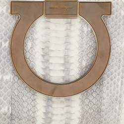 Pre Owned Salvatore Ferragamo White/Grey Waterskin Clutch