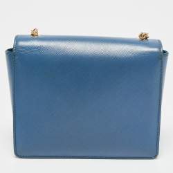 Pre Owned Salvatore Ferragamo Blue Leather Mini Ginny Crossbody Bag