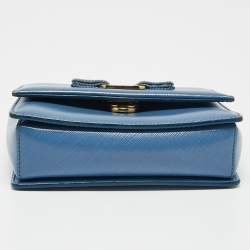 Pre Owned Salvatore Ferragamo Blue Leather Mini Ginny Crossbody Bag