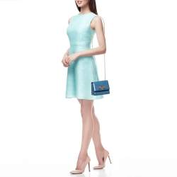 Pre Owned Salvatore Ferragamo Blue Leather Mini Ginny Crossbody Bag