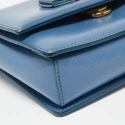 Pre Owned Salvatore Ferragamo Blue Leather Mini Ginny Crossbody Bag