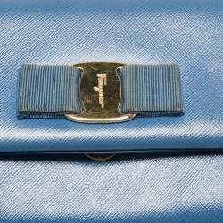 Pre Owned Salvatore Ferragamo Blue Leather Mini Ginny Crossbody Bag