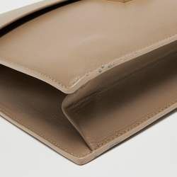 Pre Owned Salvatore Ferragamo Dark Beige Leather Gancio Lock Top Handle Bag