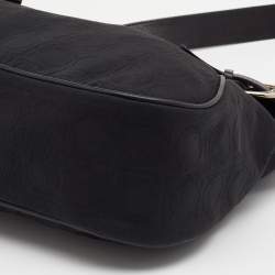 Pre Owned Salvatore Ferragamo Black Nylon And Leather Gancini Shoulder Bag