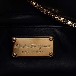 Pre Owned Salvatore Ferragamo Black Leather Thalia Chain Clutch
