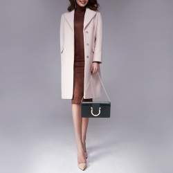 Pre Owned Salvatore Ferragamo Black Leather Thalia Chain Clutch