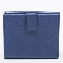 مملوكة مسبقًا Salvatore Ferragamo Blue Leather Gancini Clip Compact Wallet