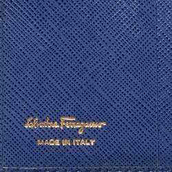 مملوكة مسبقًا Salvatore Ferragamo Blue Leather Gancini Clip Compact Wallet