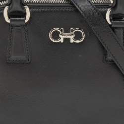 Pre Owned Salvatore Ferragamo Black Saffiano Leather Darina Satchel