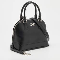Pre Owned Salvatore Ferragamo Black Saffiano Leather Darina Satchel
