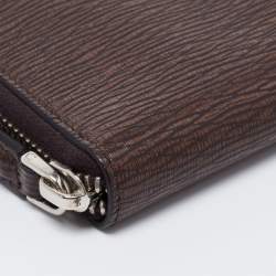 Pre Owned Salvatore Ferragamo Brown Leather Zip Around Wallet