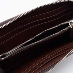 Pre Owned Salvatore Ferragamo Brown Leather Zip Around Wallet