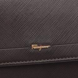 Pre Owned Salvatore Ferragamo Dark Brown Leather Continental Wallet