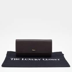 Pre Owned Salvatore Ferragamo Dark Brown Leather Continental Wallet