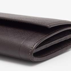 Pre Owned Salvatore Ferragamo Dark Brown Leather Continental Wallet