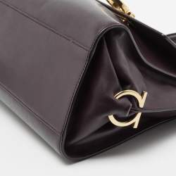 Pre Owned Salvatore Ferragamo Purple Leather Medium Sofia Top Handle Bag