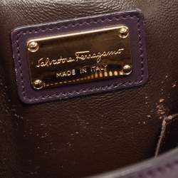 Pre Owned Salvatore Ferragamo Purple Leather Medium Sofia Top Handle Bag