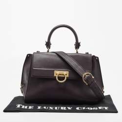 Pre Owned Salvatore Ferragamo Purple Leather Medium Sofia Top Handle Bag