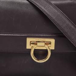 Pre Owned Salvatore Ferragamo Purple Leather Medium Sofia Top Handle Bag