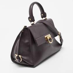 Pre Owned Salvatore Ferragamo Purple Leather Medium Sofia Top Handle Bag