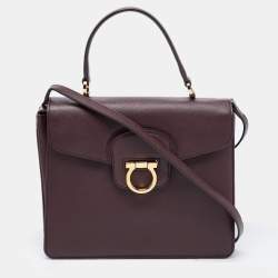 مملوكة مسبقًا Salvatore Ferragamo Burgundy Leather Kelly Top Handle Bag